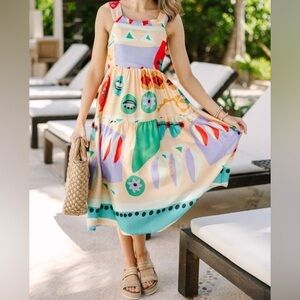 NWT entro abstract midi dress